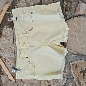 American Eagle Stretch Frayed Yellow Shorts Size 6